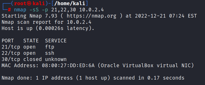 multiple ports scan with nmap