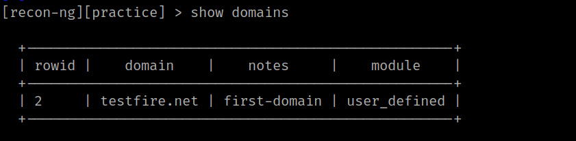 recon-ng show domains