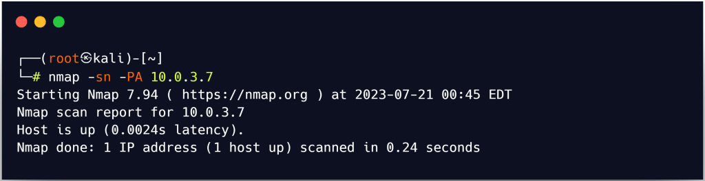 TCP ACK ping scan
