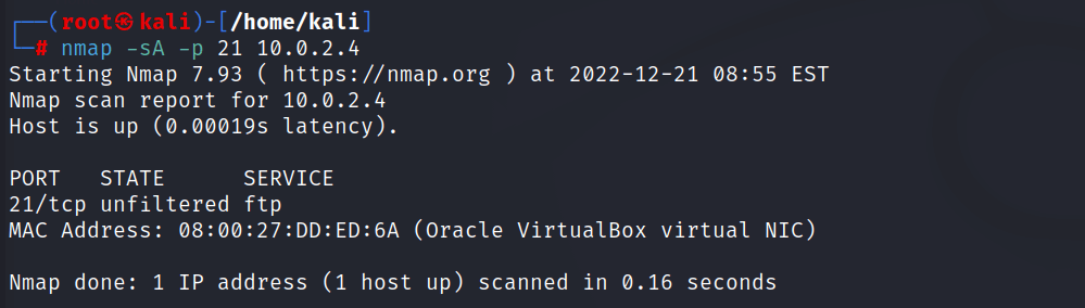 nmap fixed port scan ack scanning