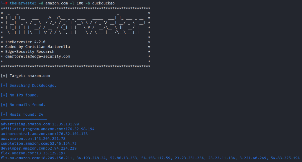 theHarvester tool result