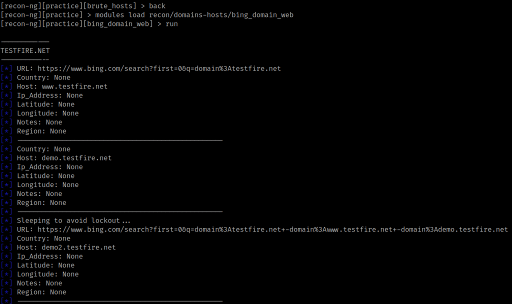 recon-ng bing domain module