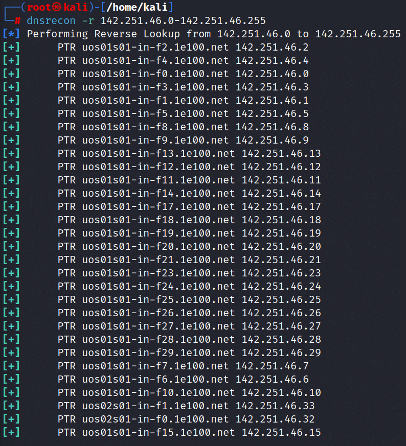 dns ptr record of google.com