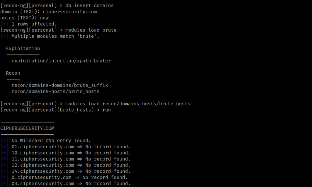 footprinting with recon-ng