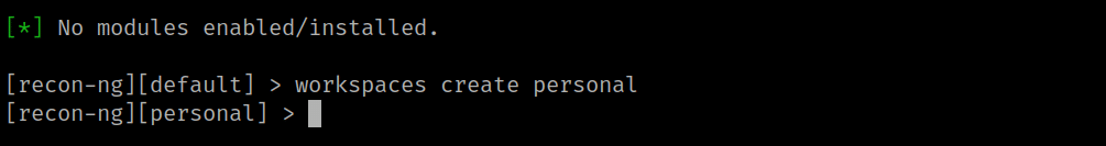 creating workspaces in recon-ng