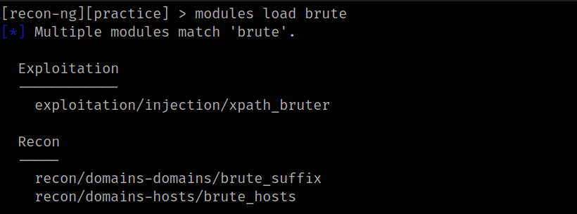 recon-ng module load
