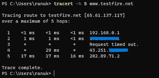 tracert -h