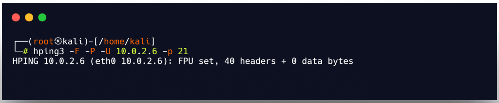 FIN, PUSH, and URG scan on port 21 