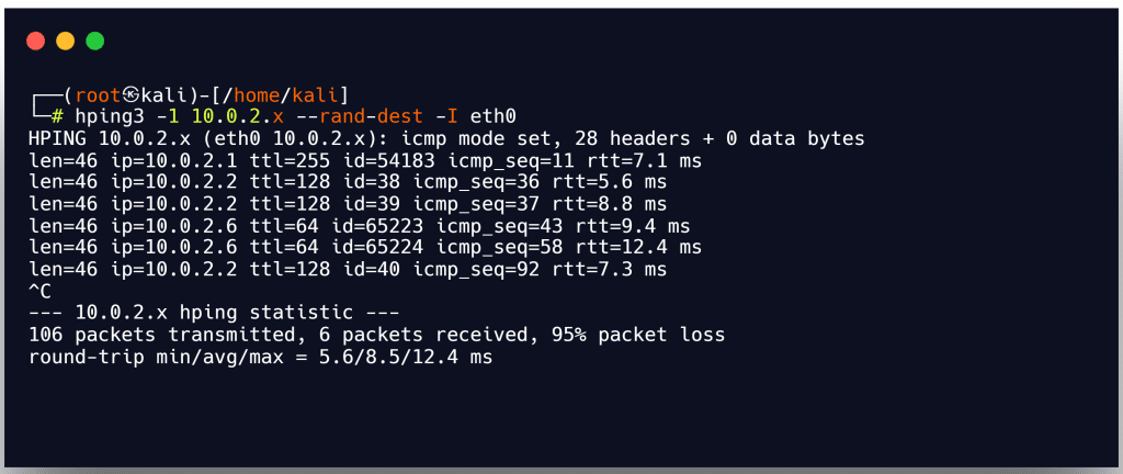 hping3 scan entire subnet