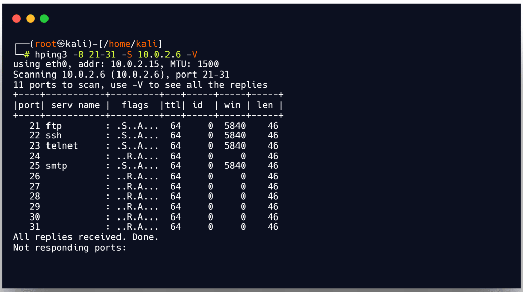 hping3 syn scan