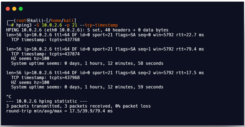 hping3 tcp timestamp