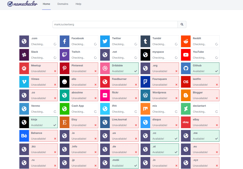 namecheckr tool website