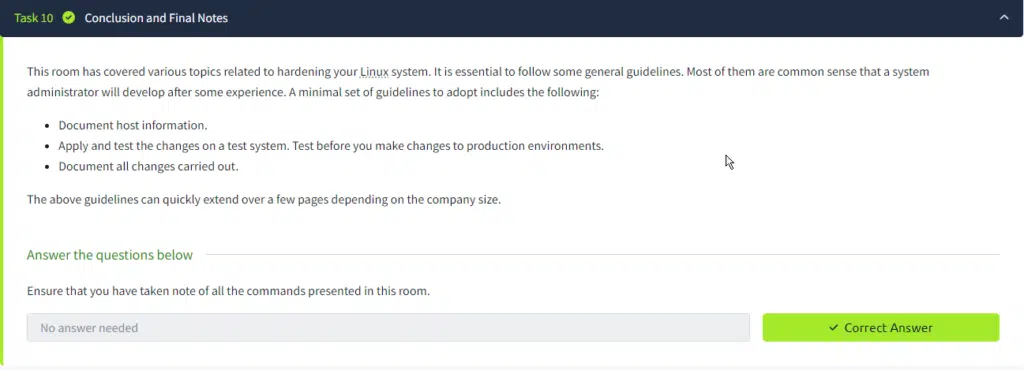 TryHackMe Walkthrough: Linux System Hardening TryHackMe Walkthrough: Linux System Hardening 22