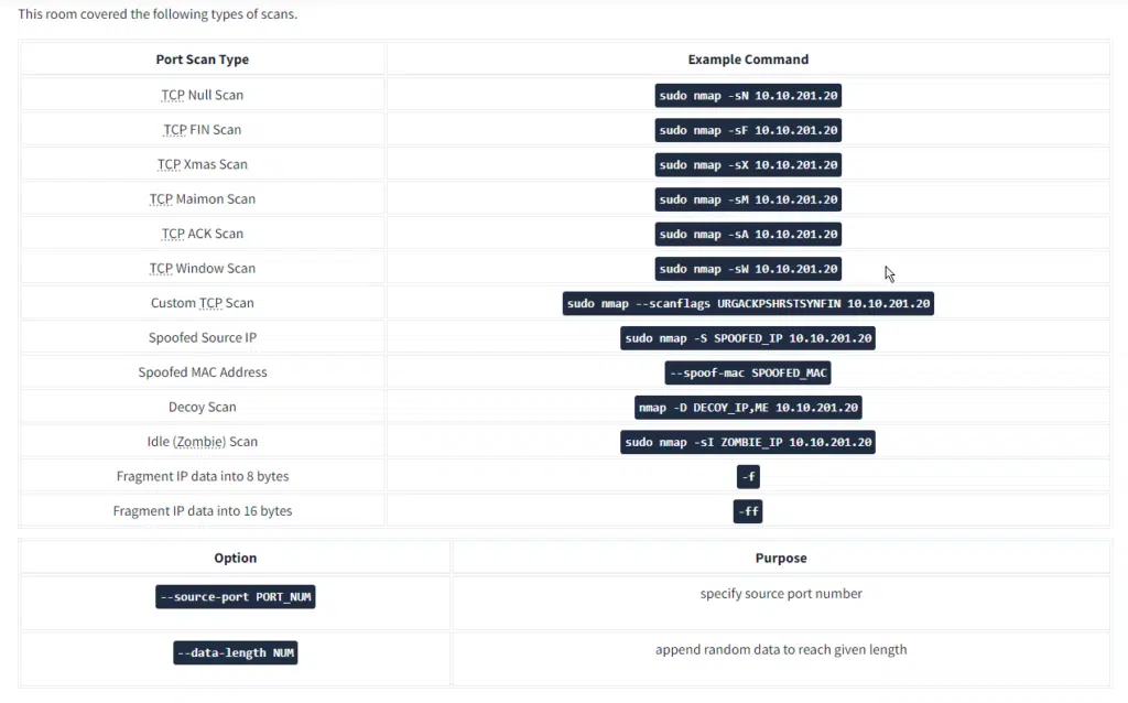 nmap advance Port Scans