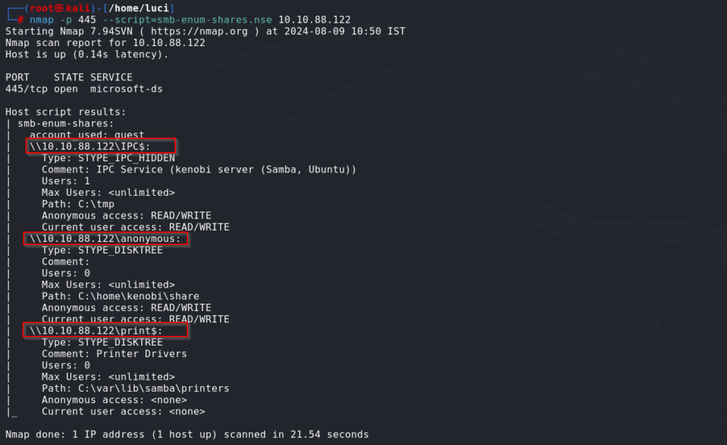 smb share enumeration with nmap