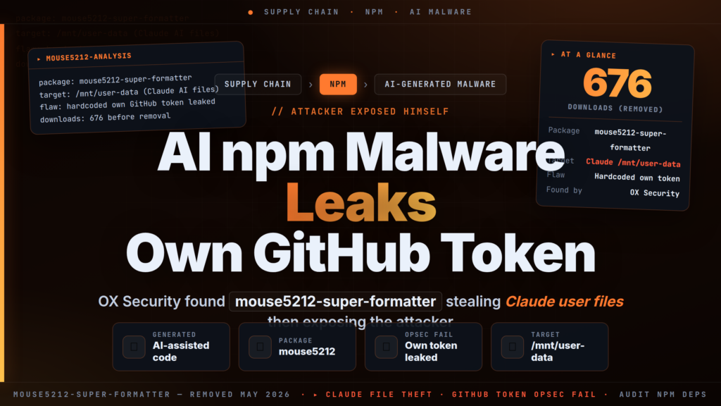 AI npm Malware mouse5212 Leaks Attacker’s Own GitHub Token