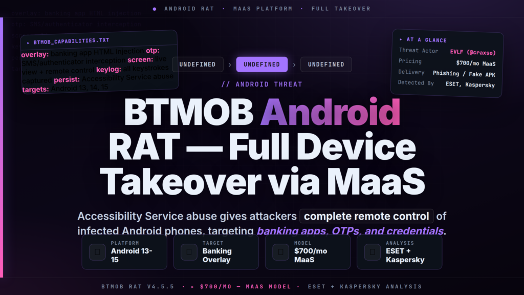 BTMOB Android RAT: New Malware Enables Full Device Takeover via MaaS