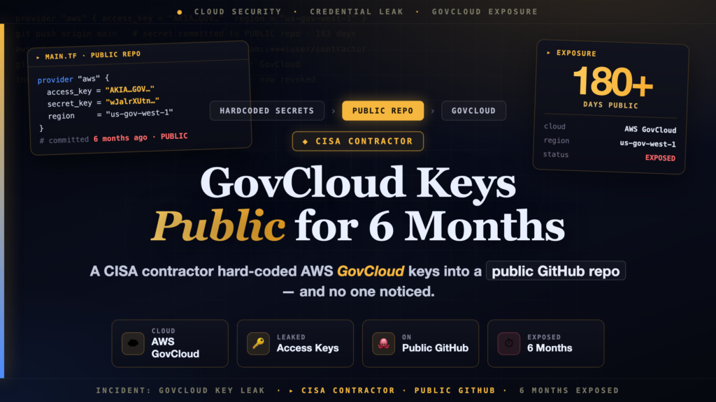 CISA Contractor Leaked AWS GovCloud Keys on GitHub for Six Months