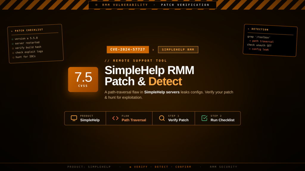 CVE-2024-57727 SimpleHelp RMM: Patch Verification and Detection Checklist