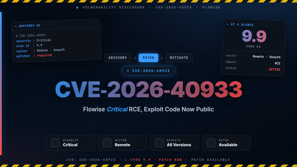 CVE-2026-40933: Flowise Critical RCE, Exploit Code Now Public