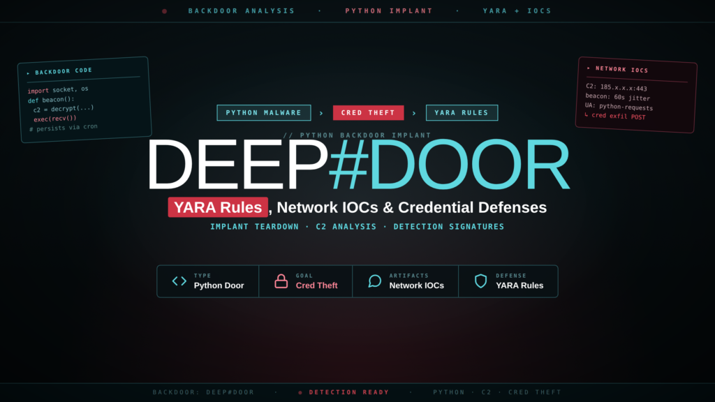 DEEP#DOOR Python Backdoor Detection: YARA Rules, Network IOCs, and Credential Theft Defences