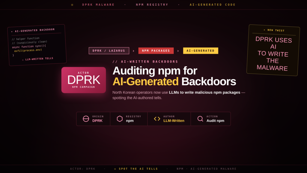 DPRK npm Malware Detection: Auditing npm for AI-Generated Backdoors