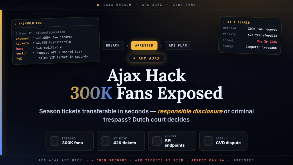 Dutch Police Arrest Man Over Ajax Hack Exposing 300,000 Fan Records