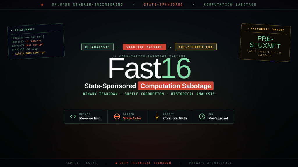 Fast16 Malware Reverse-Engineering: State-Sponsored Computation Sabotage Analysis