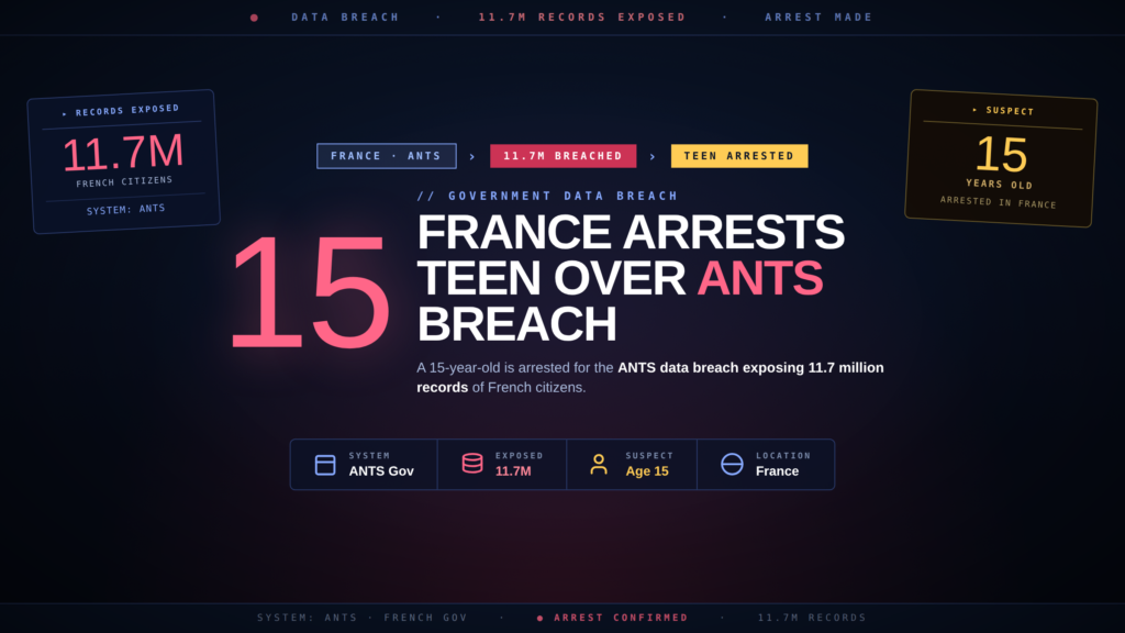 France Arrests 15-Year-Old for ANTS Data Breach Exposing 11.7 Million Records