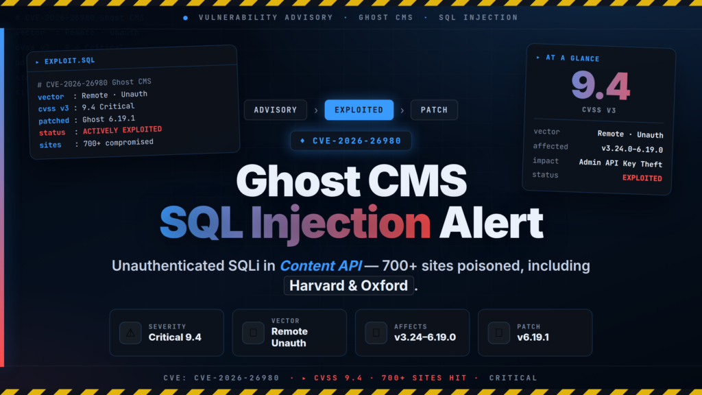 Ghost CMS CVE-2026-26980: SQL Injection and ClickFix Defense Checklist