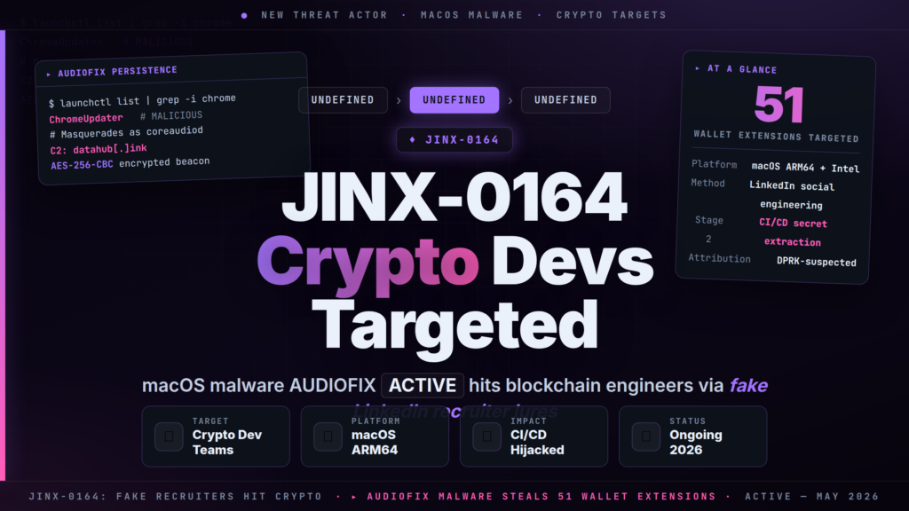 JINX-0164 Targets Crypto Firms with macOS Malware and CI/CD Hijacking