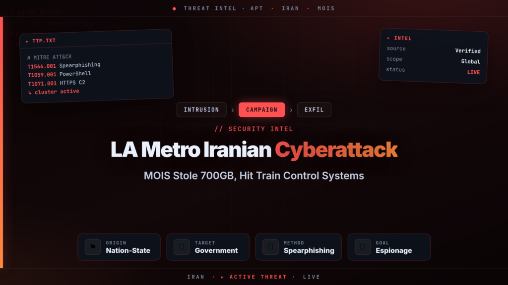 LA Metro Iranian Cyberattack: MOIS Stole 700GB, Hit Train Control Systems