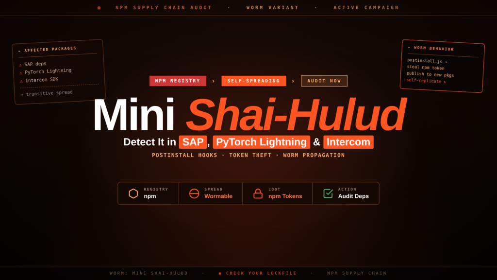 npm Supply Chain Attack Audit: Detect Mini Shai-Hulud in SAP, PyTorch Lightning, and Intercom Dependencies