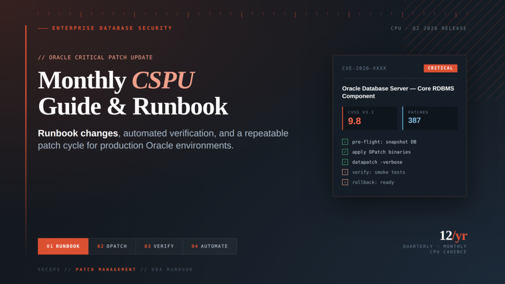 Oracle Monthly Critical Security Patch Updates (CSPU) Guide: Runbook Changes and Verification Automation