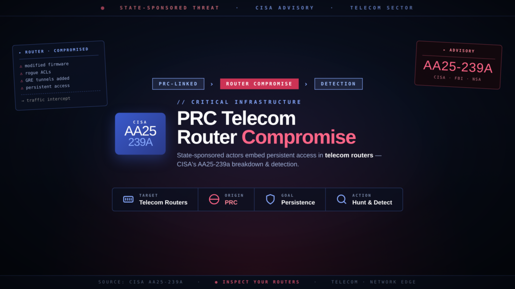 PRC State-Sponsored Telecom Router Compromise Detection: CISA AA25-239a Breakdown