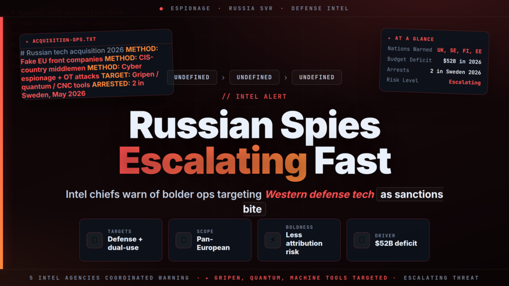 Russian Spy Agencies Escalate Western Defense Tech Theft Under Sanctions