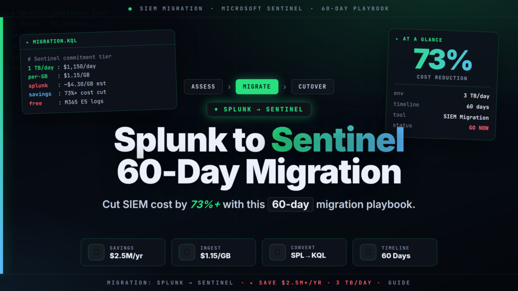 Splunk to Microsoft Sentinel Migration: 60-Day Cost Playbook (2026)