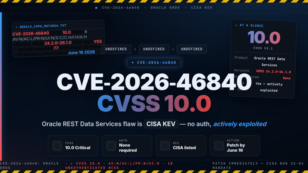 CVE-2026-46840: Oracle REST Data Services CVSS 10.0 in First Monthly CSPU