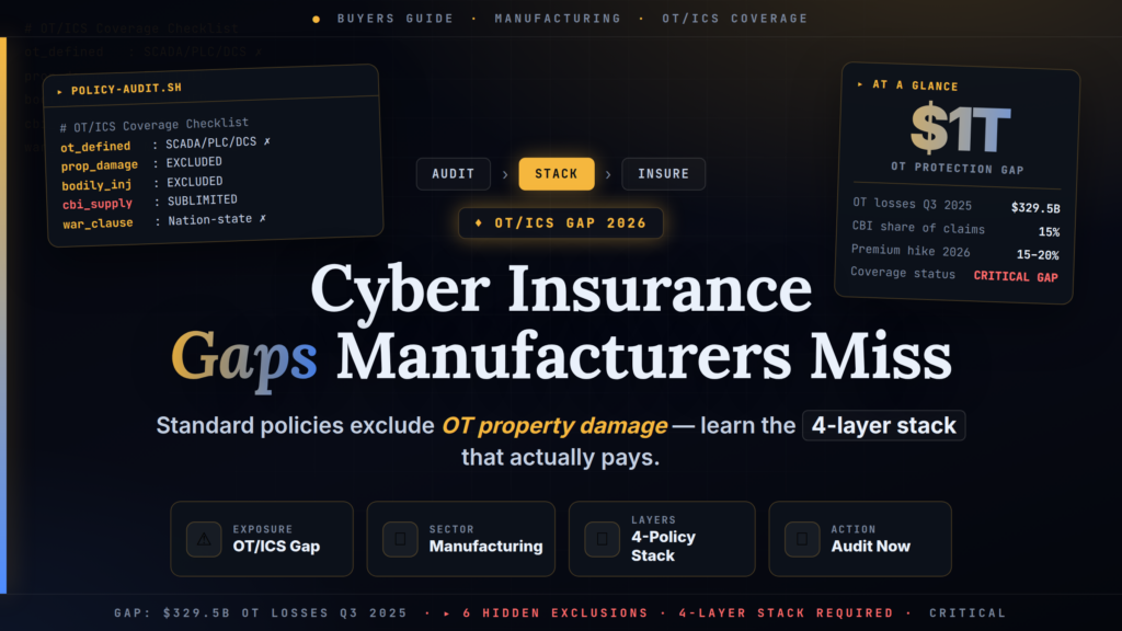 Cyber Insurance for Manufacturing 2026: The OT/ICS Coverage Gaps