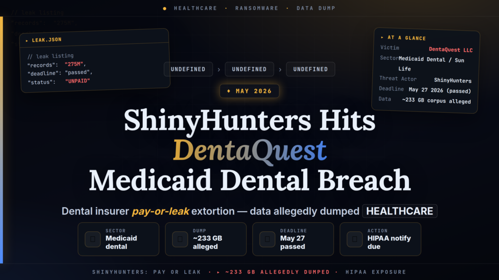 ShinyHunters Breaches DentaQuest: Medicaid Dental Insurer Targeted